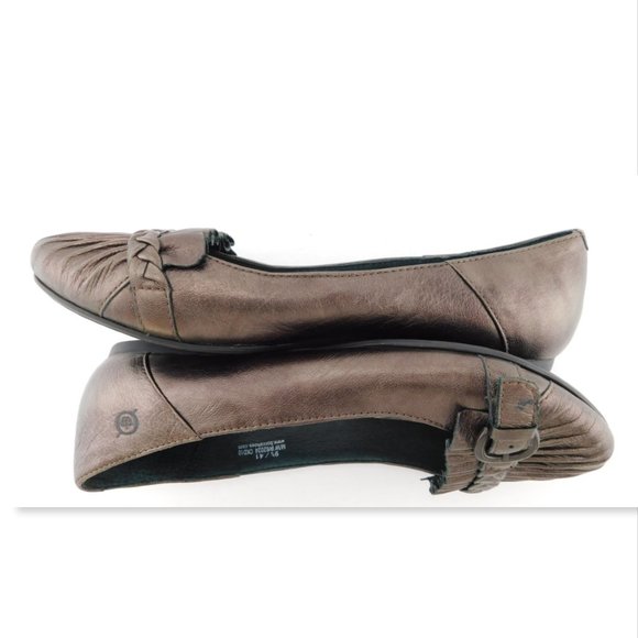 BORN Bronze Scrunch Braid Belted Ballet Flats 9.5 - Picture 3 of 7